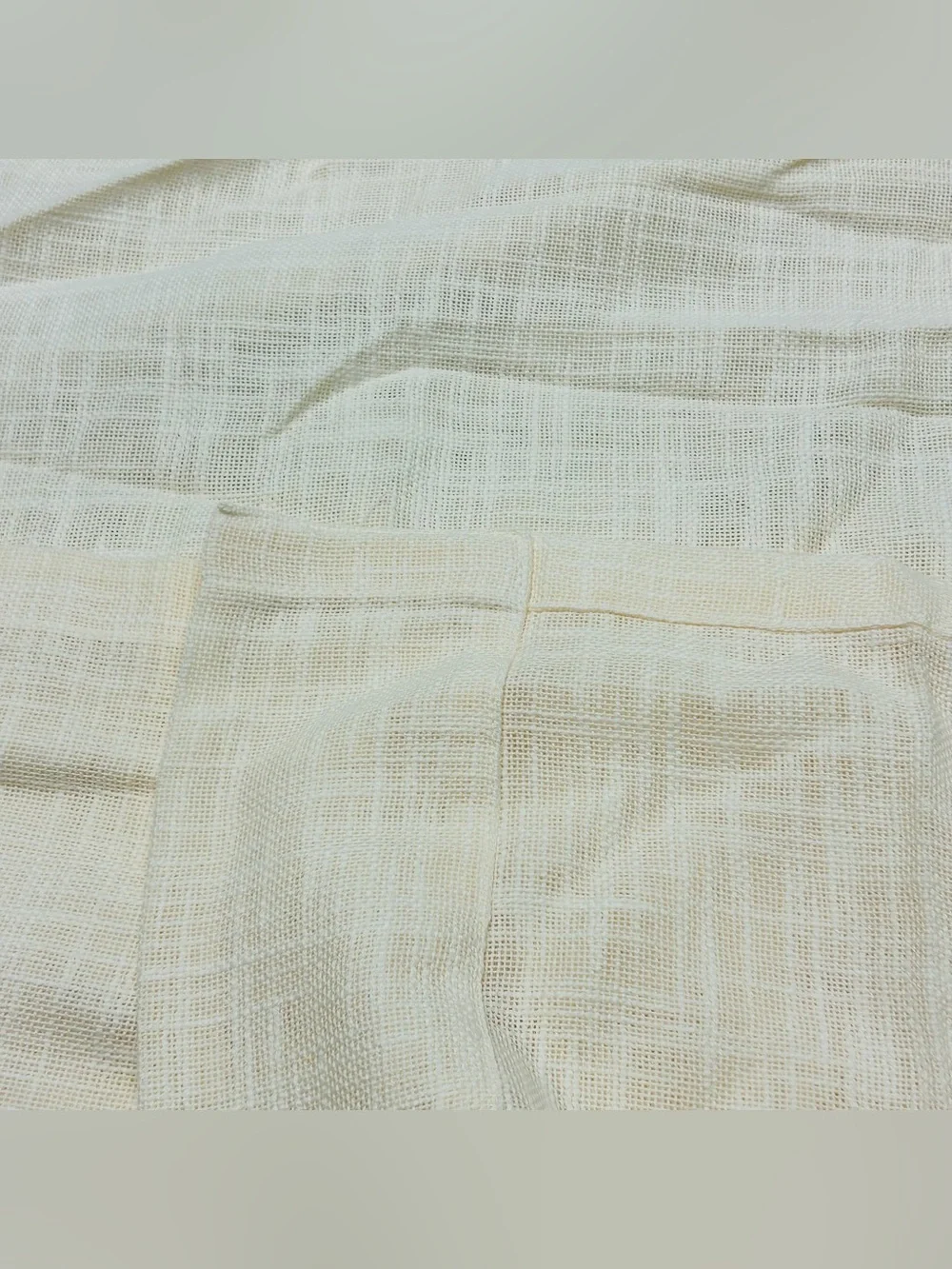 QUINCE Set Of 2 48x96 Cotton Sheer Curtains Ivory 8947